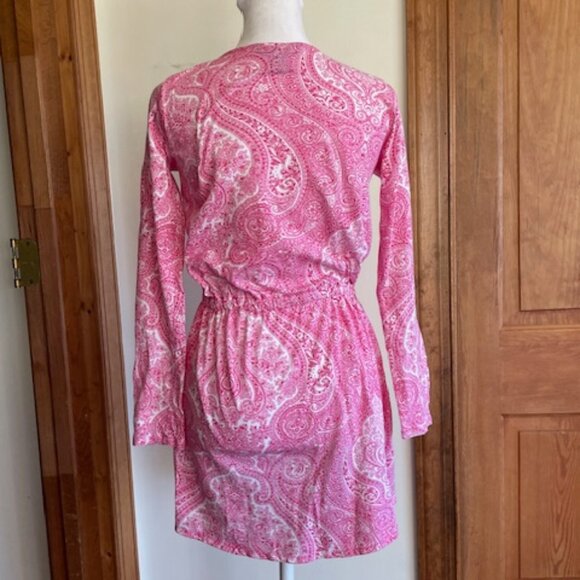 RALPH LAUREN Girls Pink Paisley Long Sleeve Dress Elastic Waist L 12-14 - Picture 7 of 16